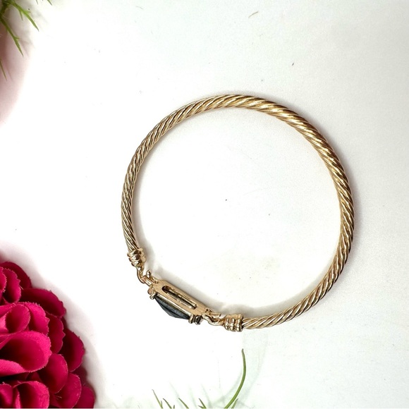 NEW⚜️Black Crystal Rope Twist Bangle Bracelet - Picture 4 of 7